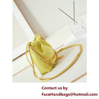 Chanel Canvas  &  Gold-Tone CHANEL 22 Mini Handbag AS3980 Yellow 2025